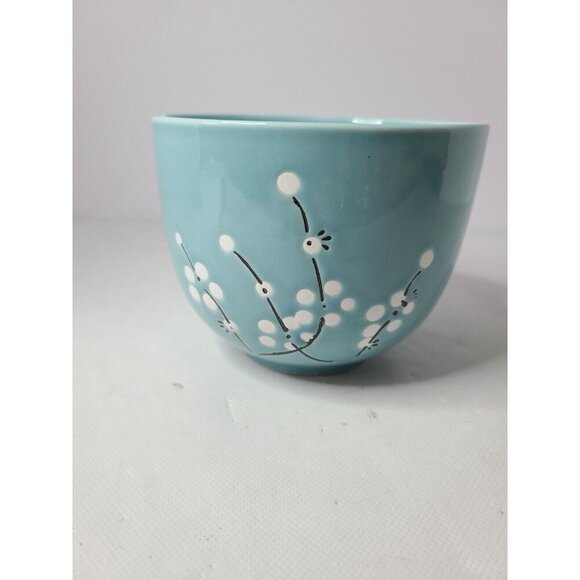 Vintage Light Blue Floral Asian Ceramic Planter Flower Pot Decorative Glossy - Picture 2 of 9